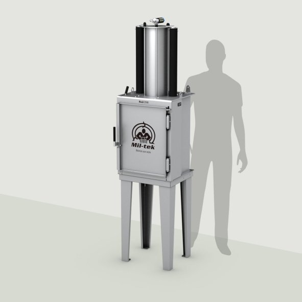 Compacteur de boîtes de conserve inox 2101S sur fond vert