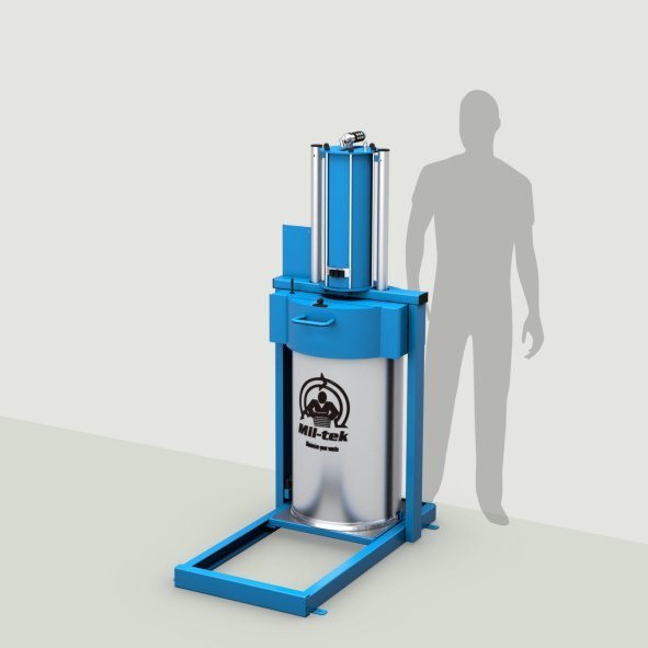 Compacteur de déchets mélangés sur fond vert