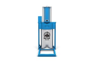 Presse à déchets XP30 bleue et blanche pour déchets mélangés, vue de face
