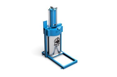 Presse à déchets XP30 bleue et blanche pour déchets mélangés, vue latérale