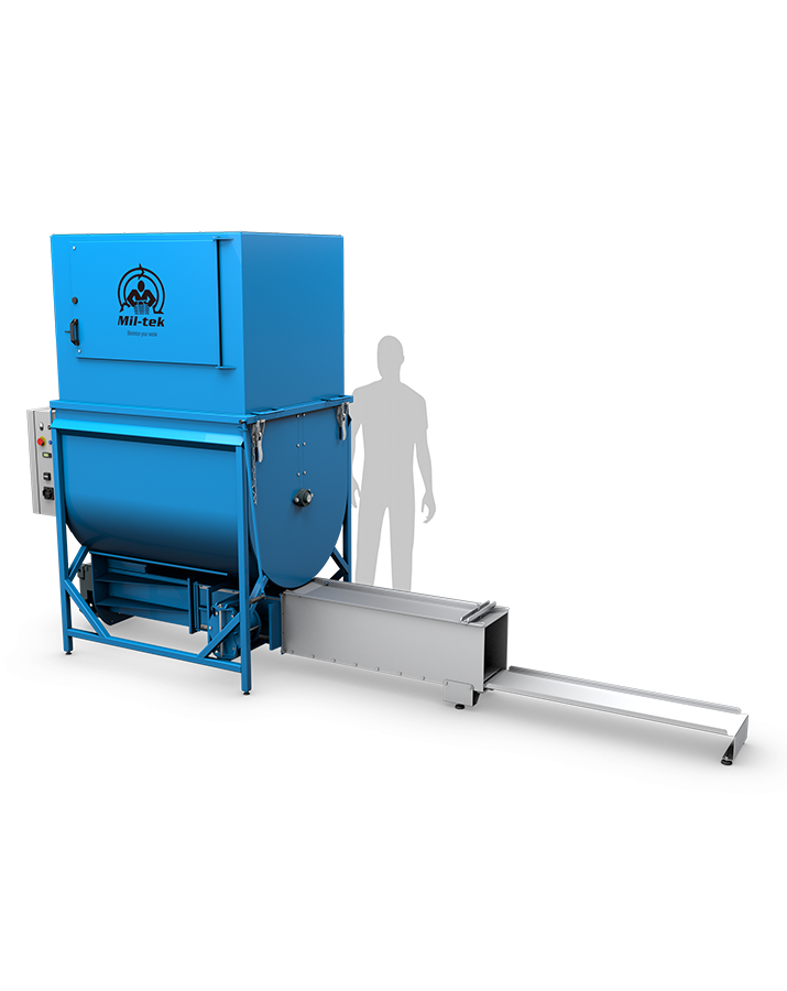 Compacteur de polystyrène EPS2000, vue en perspective avec repère de taille
