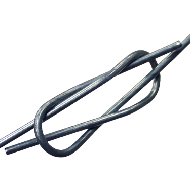 Gros plan sur un fil d'acier EasyLoop H501 avec boucle de liaison, utilisé pour le cerclage de balles