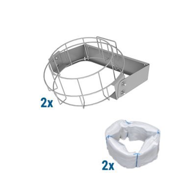 Kit de 2 supports muraux Infinity circulaires en métal avec fixation murale, accompagnés de 2 cartouches de sacs blancs compatibles