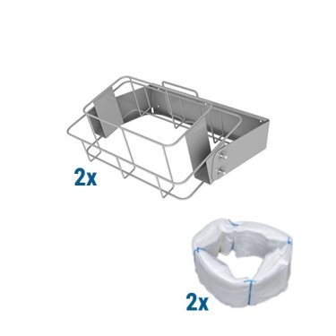 Kit de 2 supports muraux Infinity carrés en métal avec fixation murale, accompagnés de 2 cartouches de sacs blancs compatibles