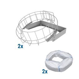 Kit de 2 supports muraux Infinity XL circulaires en métal avec fixation murale, accompagnés de 2 cartouches de sacs blancs compatibles