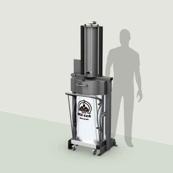 Presse à déchets XP100S pour déchets mélangés sur fond vert